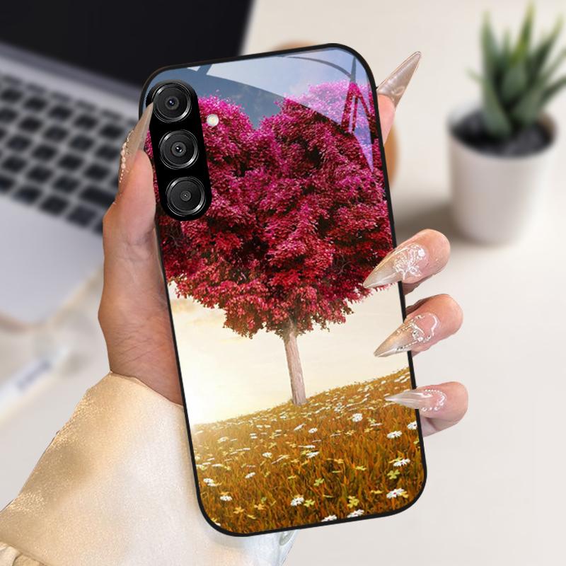 Fashion Coque For Samsung A55 A56 Case A25 A26 Tempered Glass Phone Cover For Galaxy A15 A35 A36 Hard PC Glass Protective Fundas