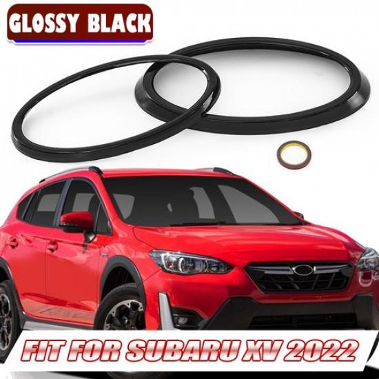 2x Front Rear Logo Emblem Badge Ring Cover Trim  Gloss Black For Subaru XV 2022+