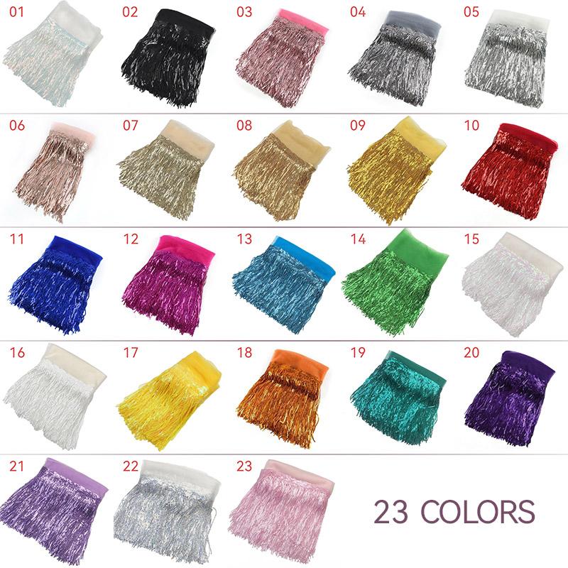 10 Yard 20cm Colorful Sequins Tassel Lace Fabric Fringe Trim Ribbon Latin Dance Performance Dresses Decor Diy Sewing Accessories