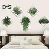 6 ks 3D mřížka nálepka se zelenými rostlinami odnímatelná vodotěsná PVC samolepící samolepicí obývací pokoj ložnice kancelář nástěnné umění dekorace zeleň