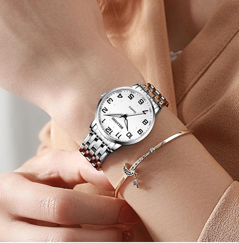 Selected Beroz Luminous Quartz Watches for Couples - Waterproof, Large Numbers, Suitable for Middle-Aged and Elderly Men