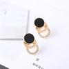 Women's Earrings Asymmetrical Round Hollow Round Black Stud Earrings Pendientes