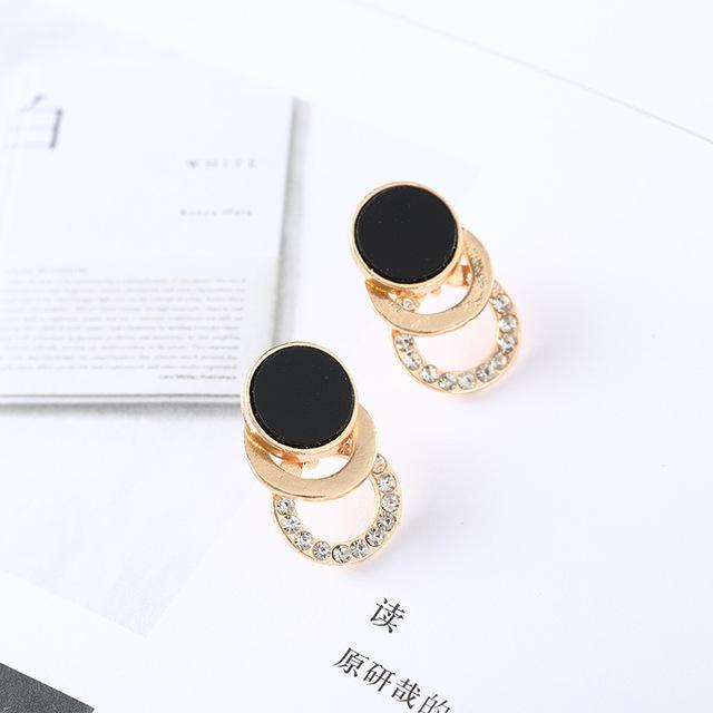 Women's Earrings Asymmetrical Round Hollow Round Black Stud Earrings Pendientes