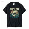 Simple Plan Band T-shirt Nera con Teschio Cotone Tutte le Taglie 3f1472 Lavata Vintage Elasticizzata Traspirante Versatile Morbida Leggermente