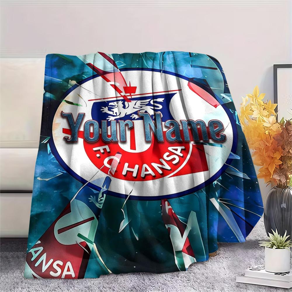 1PC Fc Hans Crest Custom Name Patterned Flannel Blanket Suitable For All Seasons For Home Decor Warmth And Comfort Gifts Holiday Present