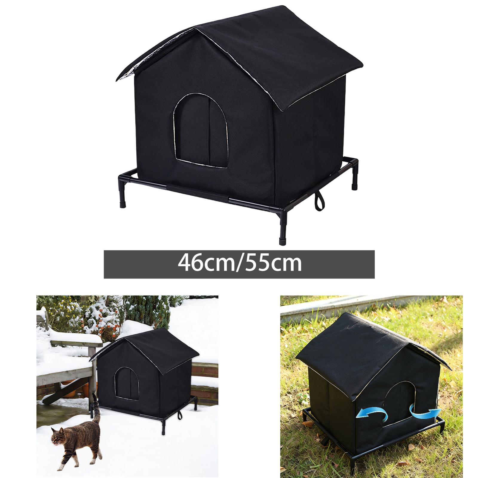 

Outdoor Stray Cat House Thickened with Windproof Curtain Winter Feral Cat Shelter Weatherproof Oxford Cloth for Garden Courtyard 46cmx47cmx51cm