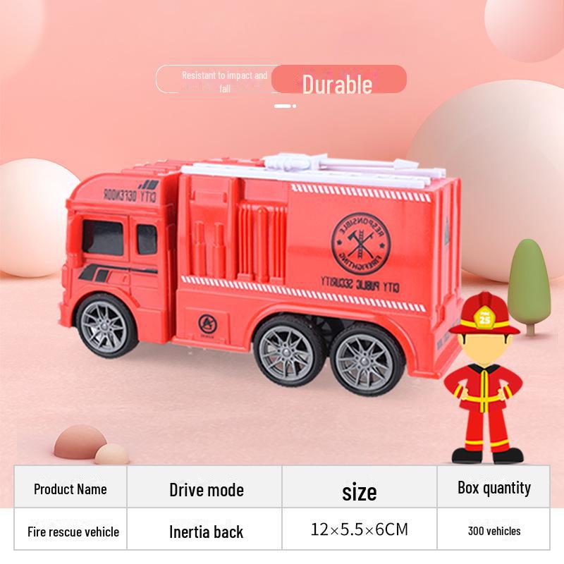 Children's Boys Garbage Truck Toy Set: Inertia Car & Fire Truck