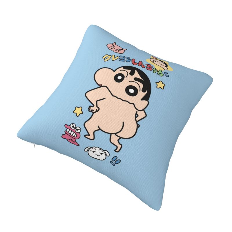 Custom Fashion Crayons Shins Chans Cartoon Cushion Covers 40x40cm Velvet Anime Manga Throw Pillow for Car Square Pillowcase