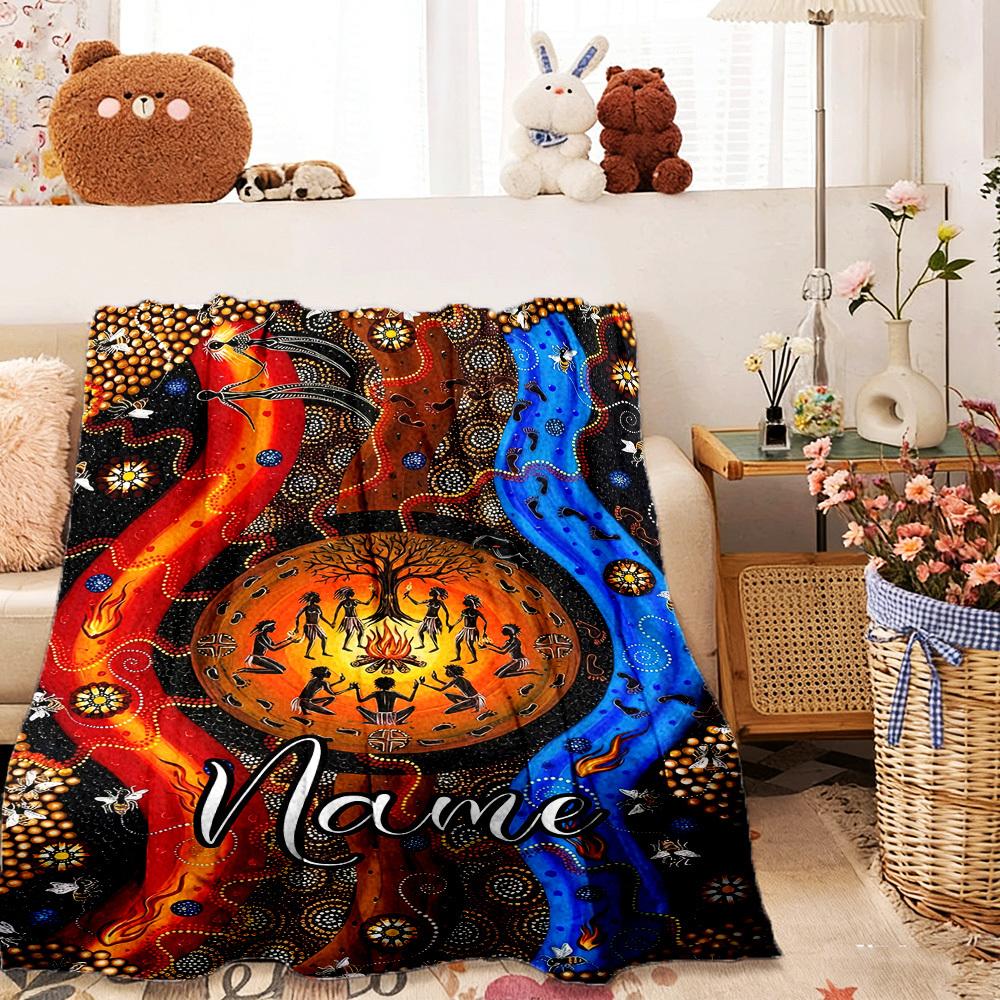 Aboriginal Dreamtime Home Customize Your Name Blankets Comfortable Soft Lightweight Allseason Multipurpose Blanket For Picnics Sofas Offices Beds