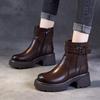 Small thick-soled Martin boots for women's autumn and winter new versatile Chelsea boots British soft leather locomotive short boots for women