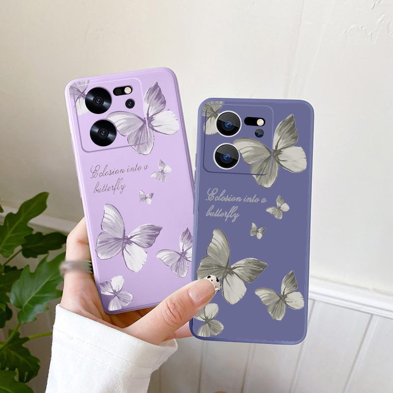 Měkký kryt na telefon s motýlkem pro iPhone 16 15 Pro Max 14 13 Samsung S24 S23 FE S22 Ultra A54 A53 Xiaomi 13T Redmi Note 12 11 TPU pouzdro odolné proti nárazům