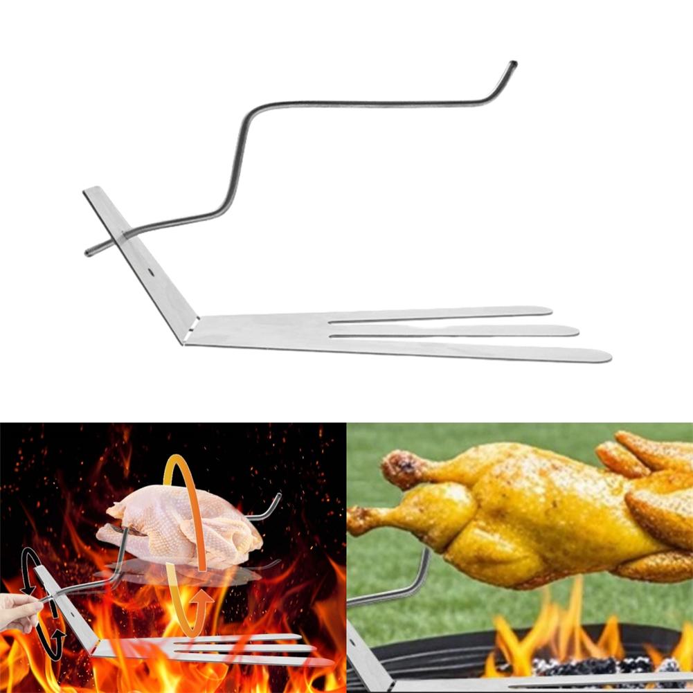 Rotation Chicken Roaster Rack Non-Stick BBQ Tools Chicken Roaster Holder 25.5x13.5cm Stainless Steel Adjustable Rotating Parts