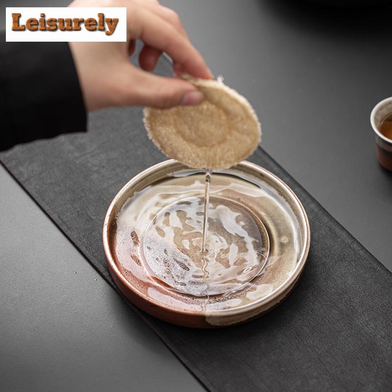 Retro Wood-fired Galze Porcelain Pot Bearing Holder Japanese Dry Soaking Table Dry Brew Table Tea Tray Tea Services Decoration