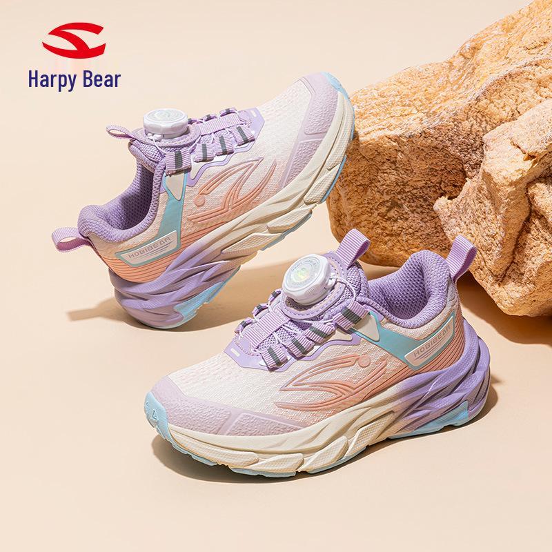 Hapi Bear Double Mesh Kids' Shoes - Spring/Autumn Casual Sneakers with Rotating Button for Boys and Girls