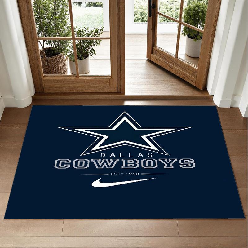 Dallas Cowboys Design Crystal Velvet Rug Soft Decorative Mat for Bedroom Entrance