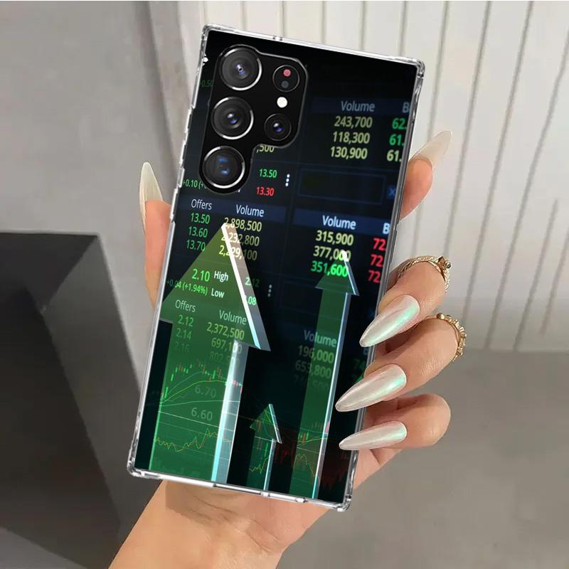 Trade Investment Forex Stock Market Phone Case for Samsung Galaxy S26 S24 S23 Ultra S25 Edge S22 S21 Plus S20 FE + Soft Print Sh