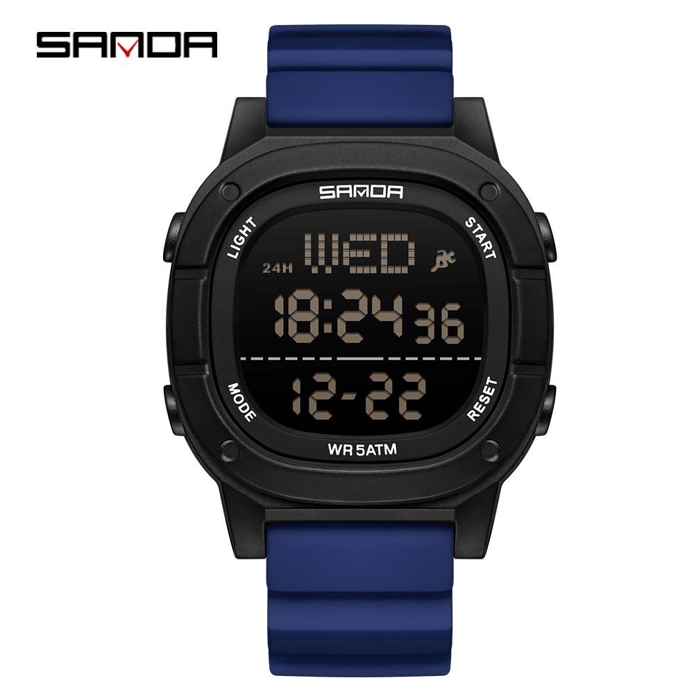 Fashion Sanda 9078 Business Men's Electronic Watch Alarm Clock Timer Calendar Shock Resistant Leisure Led Digital Simple Student