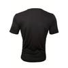 Men's Casual Short Sleeve T-Shirt - Round Neck, Soft Polyester Fabric, Geometric Black Line Design, Summer Style Tee for Casual Attire