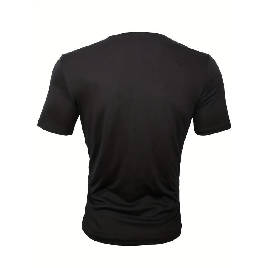 Reindeer Print Comfy Polyester T-shirt, Men's Casual Street Style Stretch Round Neck Tee Shirt For Summer