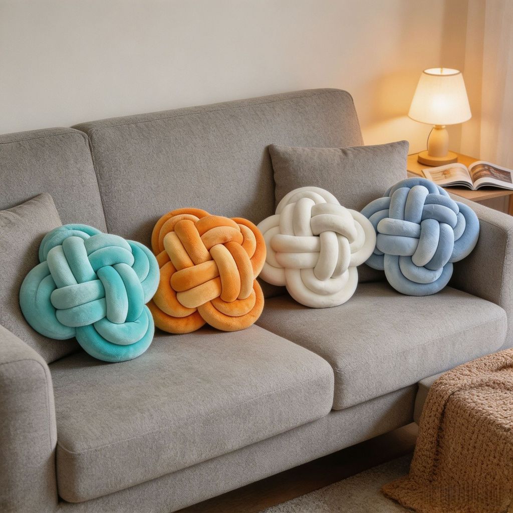 Modern Minimalist Knit Pillow With Soft Plush Cover For Living Room Decor