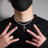 Fashion Jewelry Cross Charm Hip Hop Simple 1 Row Tennis Chain Women Men Elegant Cross Pendant Choker 5a+ Cz Prom Necklace