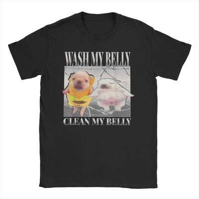 Wash My Belly Clean Meme Men Womens T Shirt Funny Pibble Awesome Tee Shirt Short Sleeve Crewneck TShirts Cotton Gift Clothes