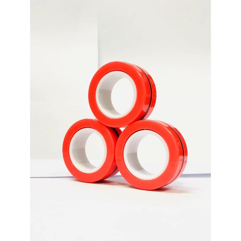 3pcs Anillos Magnéticos para Dedos Coloridos Set de Juguetes Fidget Imanes para Adultos Anillos Giratorios para Aliviar el Estrés Alivio de la Ansiedad Terapia