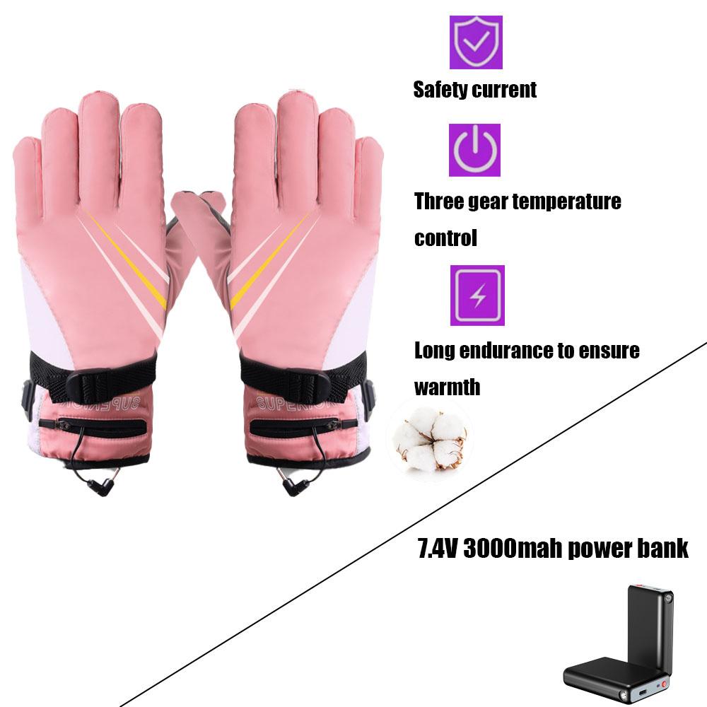 Electrically Heated Ski Gloves Rechargeable Three-speed Controlled Temperature Motorcycle Warm Gloves Warm Winter Outdoor Sports