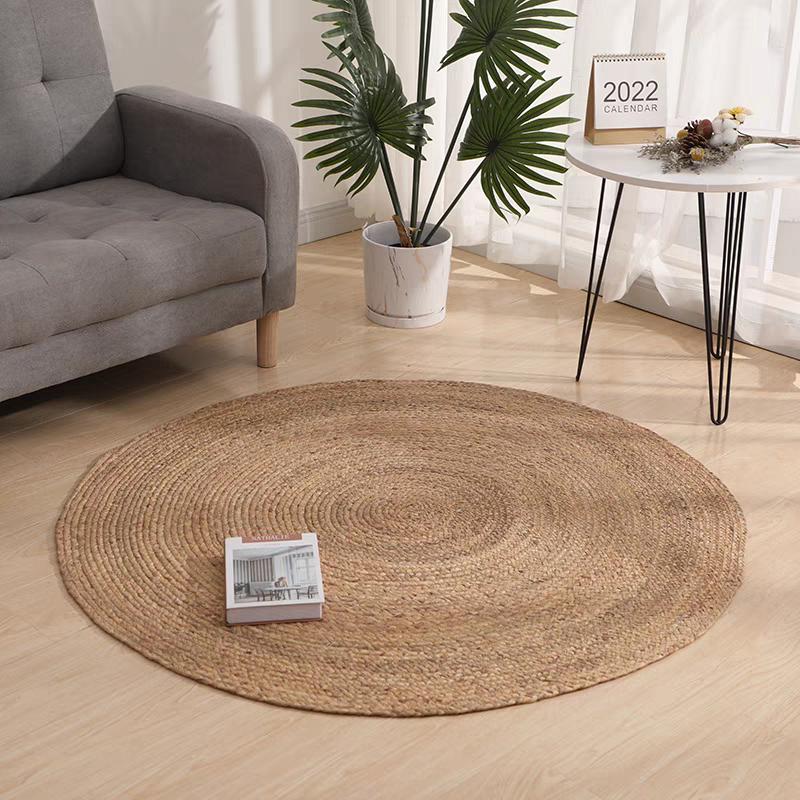100% Pflanzenstroh Runde Teppiche für Wohnzimmer Schlafzimmer Schilf Natürliches Schilfgras Rattan Teppiche Couchtisch Bodenmatten Handgewebt