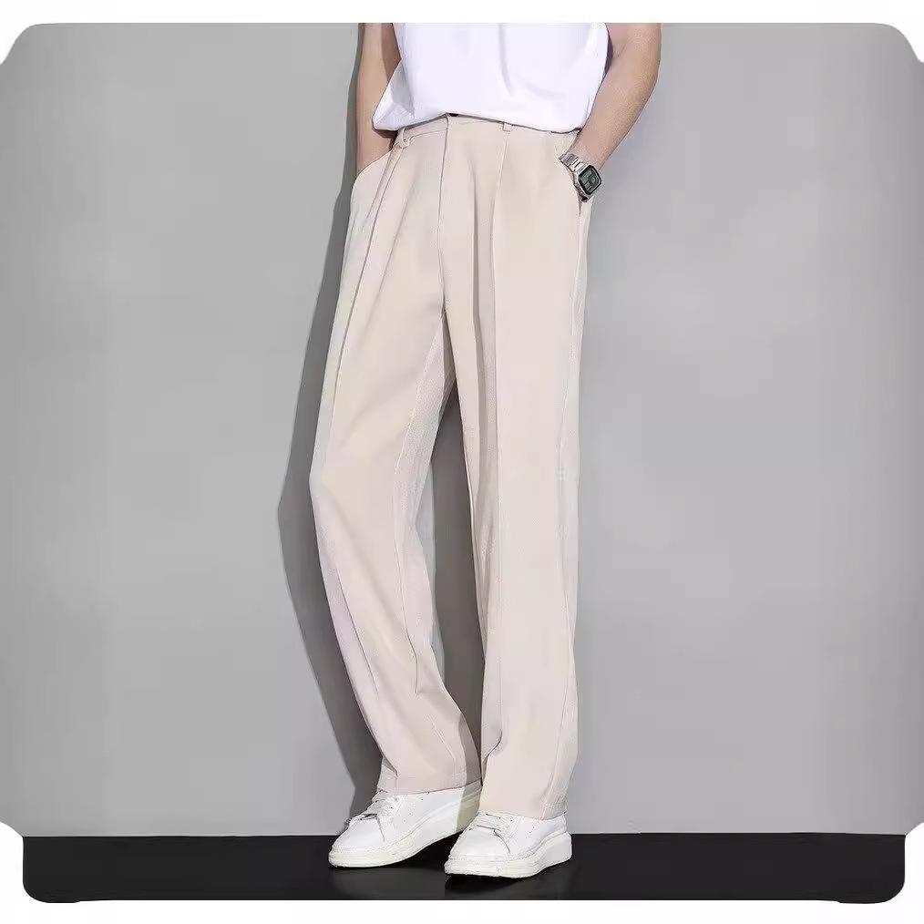Pantalon d'été léger pour homme, élégant, coupe droite - Pantalon de costume ample, confortable, respirant, à drapé