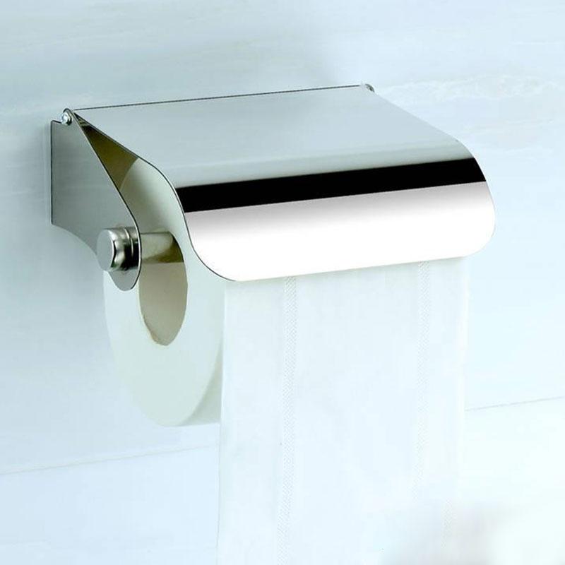 Toilet Paper Roll Holder with Curve Cover Stainless Steel Wall Mounted for Bathroom