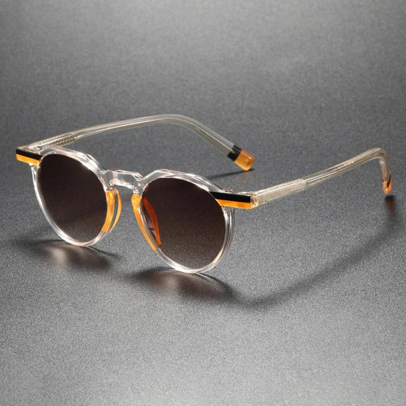 New Fashionable Transparent Round Frame Women's Sunglasses Outdoor Neutral Color Blocked Versatile UV400 Sunscreen Glasses