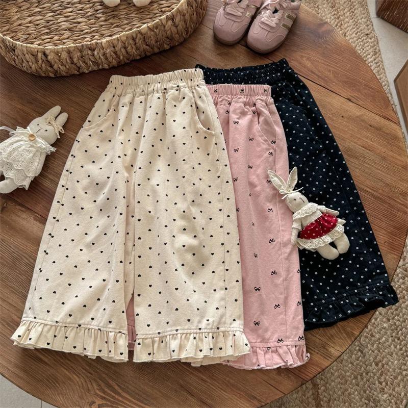 Baby Girls Autumn Pants Bowknot Printed Toddler Girls Trousers Elastic Waist Kids Baby Girls Straight Leg Pant