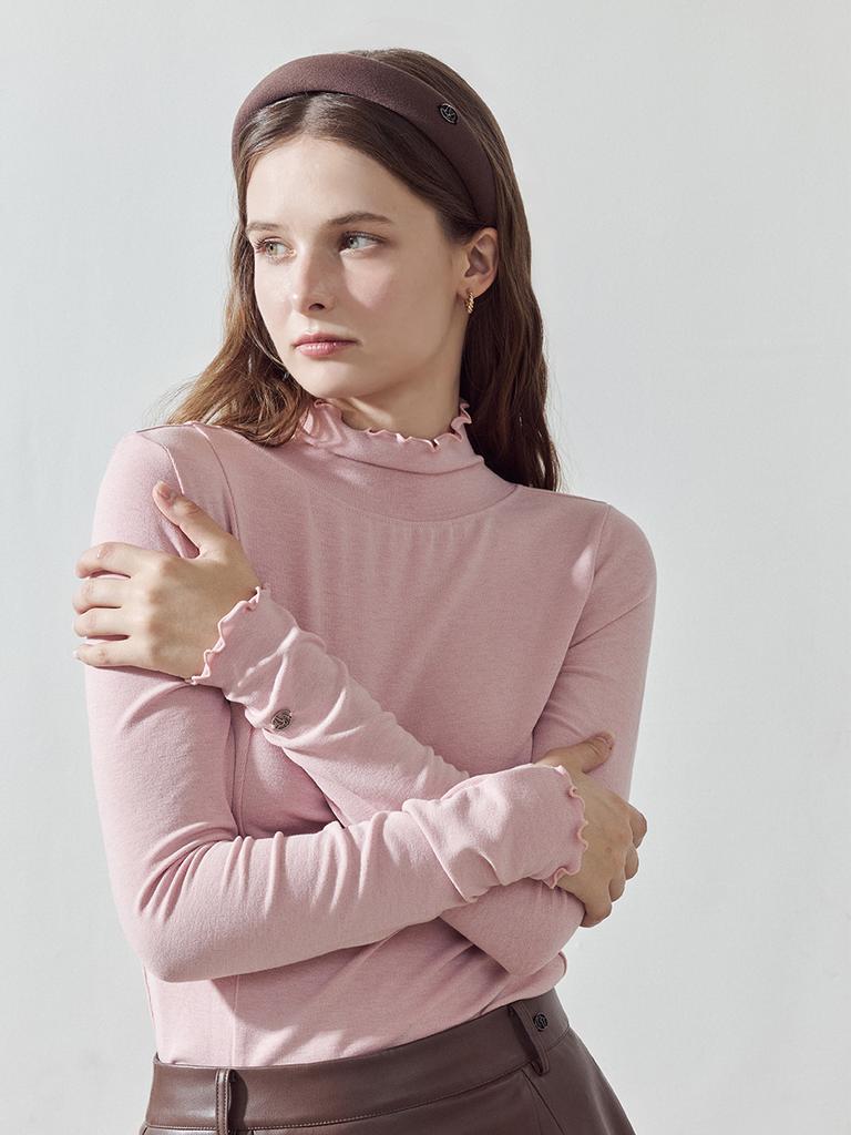 LORDLOAR Soft Mock Neck T-Shirt Pink