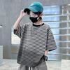 2025 Boys' Gradient Striped Short-Sleeve T-Shirt - Trendy Summer Top