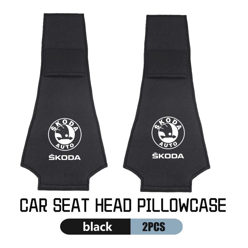 AAAJF1 Car Headrest Cover Universal Interior Accessories Fit For Skoda Kamiq Karoq Octavia 2 3 Rapid Scala Kami Fabia VII VRS