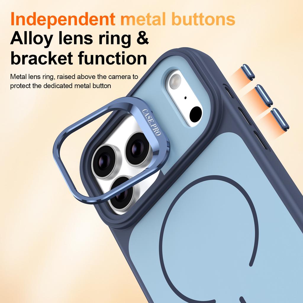 Applicable To IPhone17Pro Contrasting Color Skin Feeling Mobile Phone Case Apple 16 Lens Holder Case 15 Magnetic Charging Anti-drop