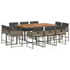 VidaXL 11pcs Garden Dining Set with Grey Cushions Poly Rattan 3278161