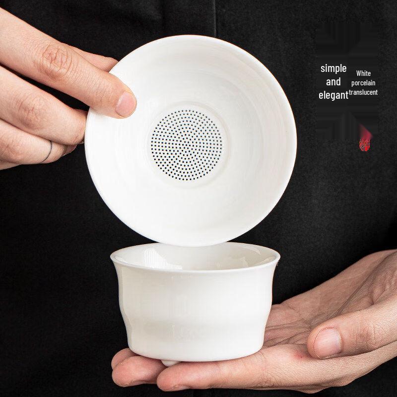 White Porcelain Tea Filter Set with Gaiwan