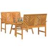 Garden Lounge Set 3 Pcs Brown Solid Acacia Wood