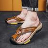 Luxury Designer 2024 New Genuine Leather Mens Shoes for Men Summer Sandals Footwear Slippers Fashion Flip Flops Large Size 38-46