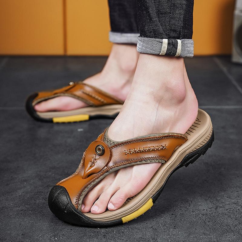 Men Casual Summer Shoes Stylish for MenAll-match Flip-flops Luxury Brand Non-Slip Male Beach Walking Shoes Handmade Flip Flops
