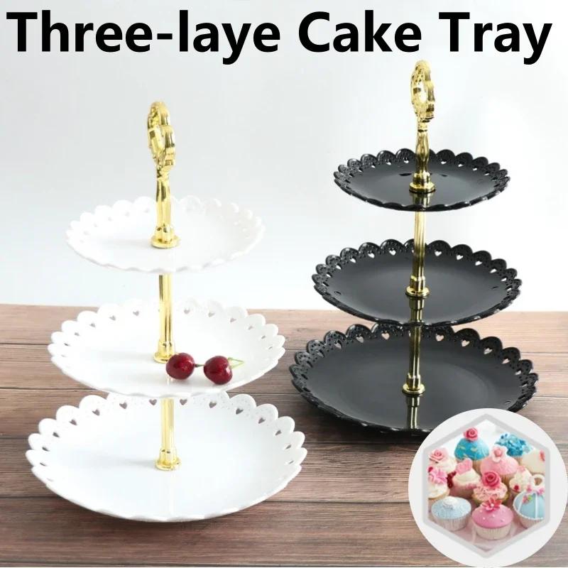 3 Layer Cake Stand Fruit Plate Tray Snack Plate Display Birthday Wedding Party Dessert Creative Petal Fruit Tray Display Shelf