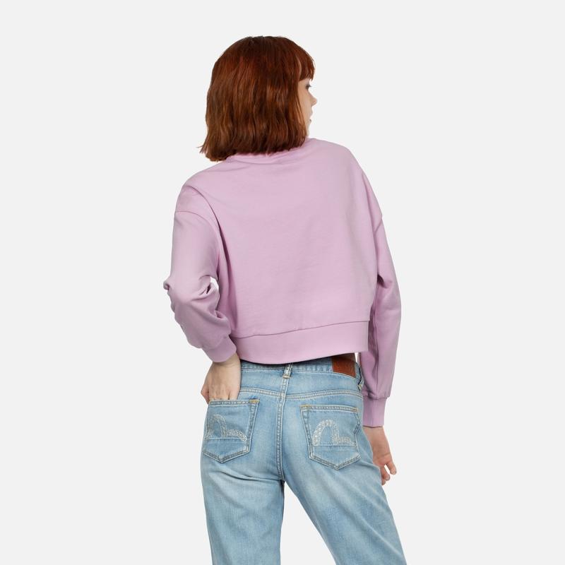 Evisu SS24 Little Seagull Logo Long Sleeve Crewneck Sweatshirt Women sweatshirt Pink 2ESHTW4SW4074CPCT