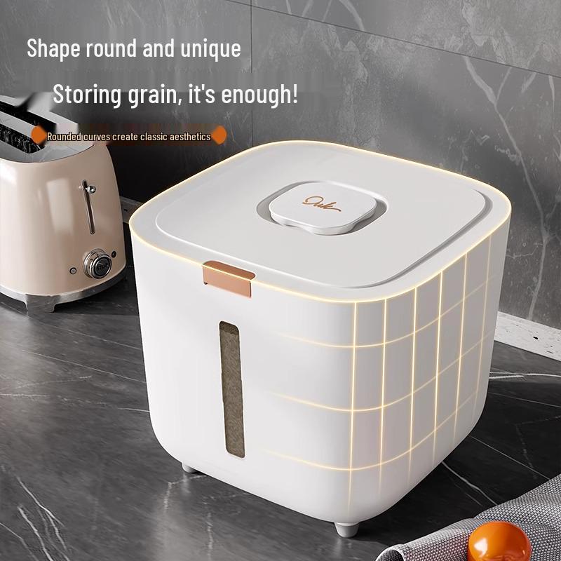 20 Jin Food-Grade Sealed Rice and Grain Storage Bucket with Press-Type Lid and Insect-Proof Feature