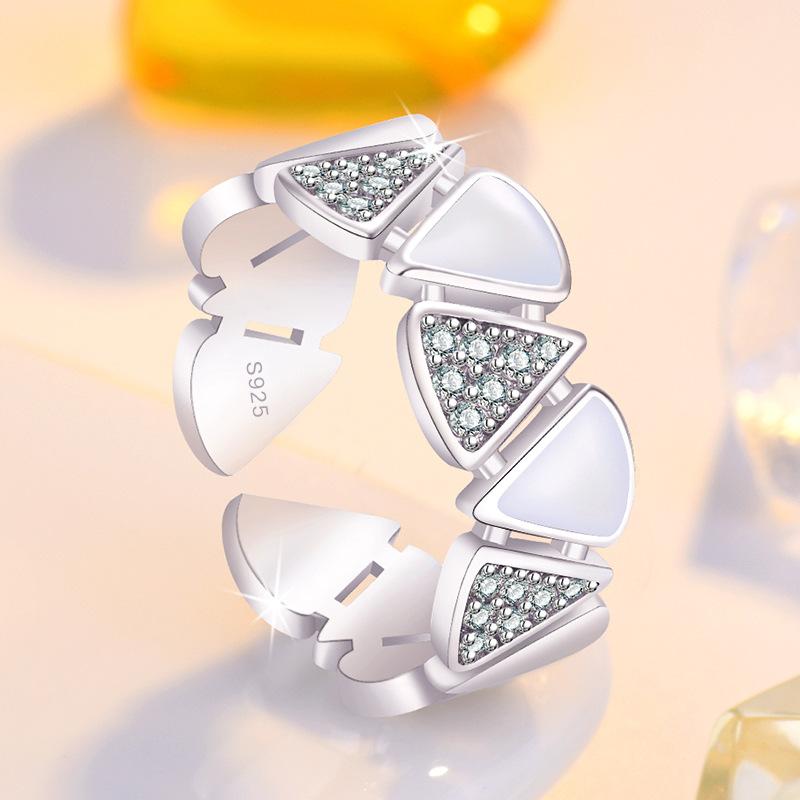 Fashion Ladies Crystal Love Heart Open Adjustable Rings Jewelry