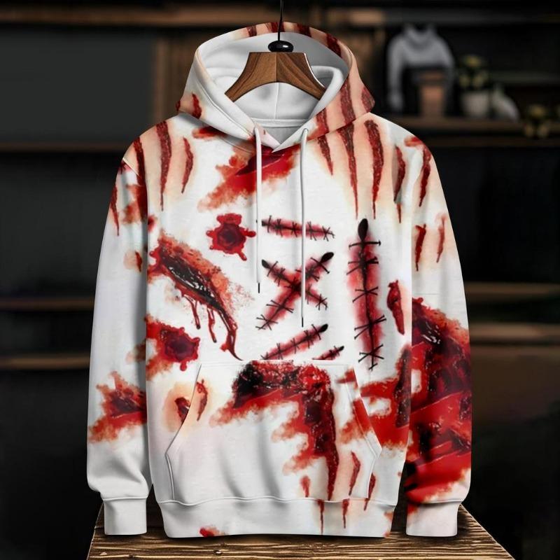 Spring And Autumn Fashion Men's Hoodie Holiday Party Role-playing Bloody Wounds 3D Print Hoodies Casual Boy Sweatshirt Women's Oversized Top Clothing