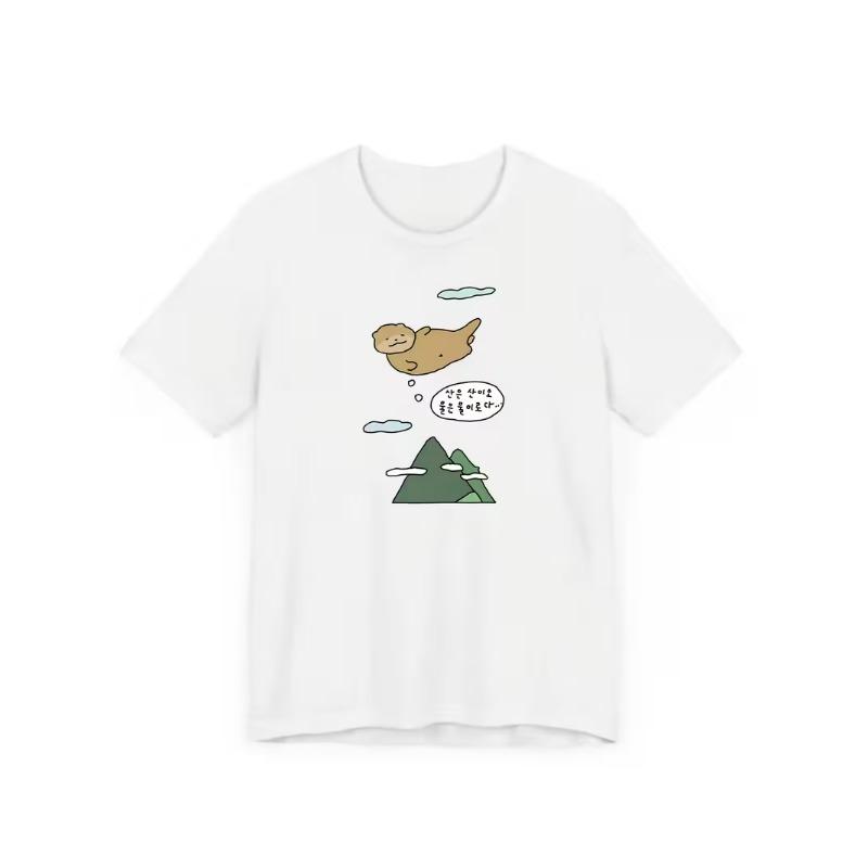 

CartoonPrinted ShortSleeve Otter TShirt with Korean Print Perfect for Summer with Breathable Fabric Designed for Women S
