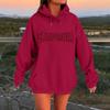 Women's Casual Hooded Long-sleeved Printed Letter Baseball Jacket Plus Velvet And Thick Warm Sweatshirt