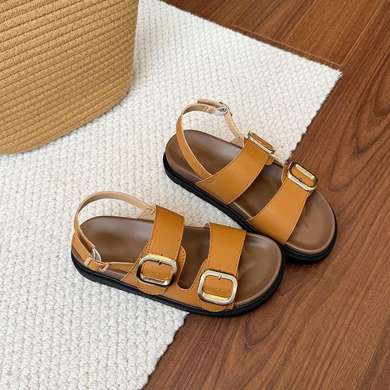 Muffin platform sandals casual women's shoes summer new square head fashion belt buckle flats children